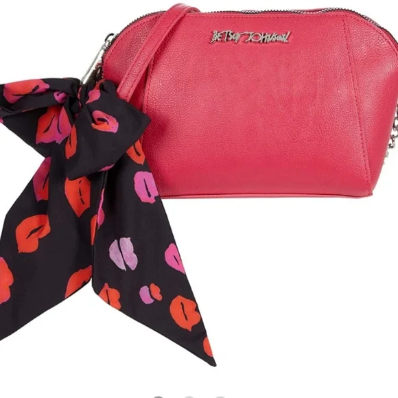 NWT Betsey Johnson Anaya Crossbody with Lips Scarf - Picture 1 of 6